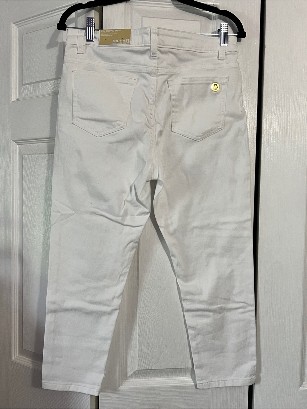 Michael Kors White Cropped Women's Jeans with Gold Hardware - Picture 8 of 10